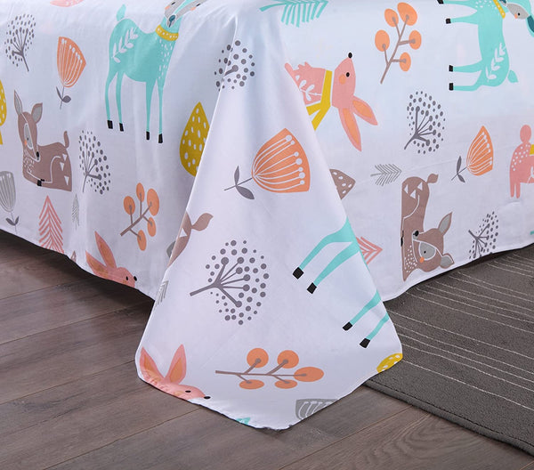 100% Cotton Sheets Kids Twin Sheets for Kids Girls Boys Teens Children Sheets Bed Sheets for Kids Deer Sheet (Twin)