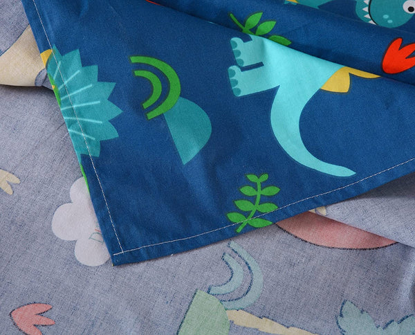 100% Cotton Sheets Kids Twin Sheets for Kids Girls Boys Teens Children Sheets Bed Sheets for Kids Soft Fitted Flat Printed Sheet Pillowcase Bedding Bed Set Navy Blue Dinosaur(Twin)