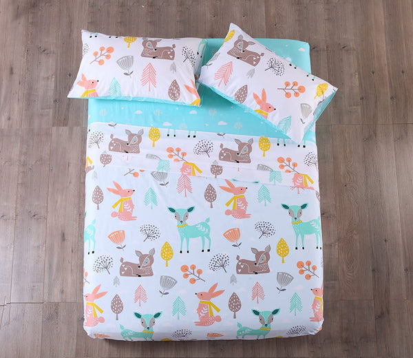 100% Cotton Sheets Kids Twin Sheets for Kids Girls Boys Teens Children Sheets Bed Sheets for Kids Deer Sheet (Full)